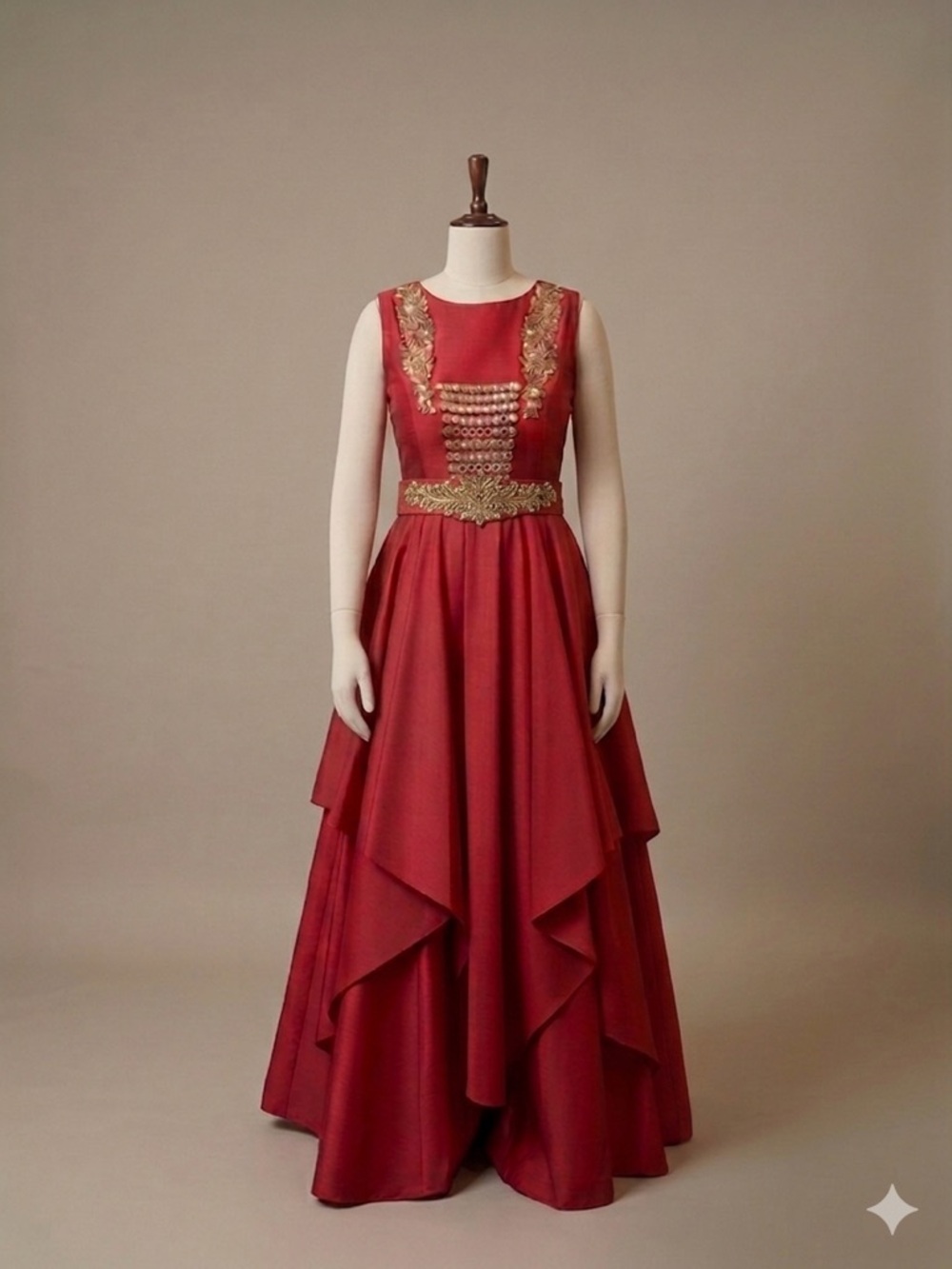 NWOT Red Indian Gown w/ mirrors and embroidered belt (Anarkali, Indo-Western)